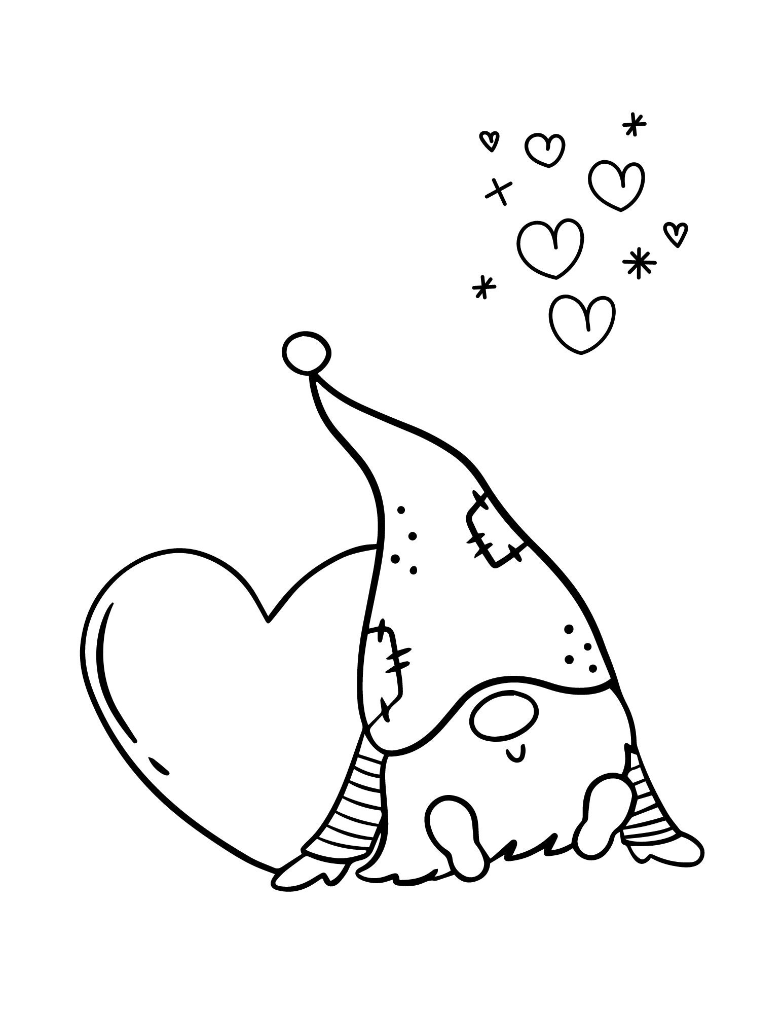 Valentine Gnome Coloring Pages Etsy