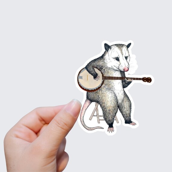 Possum Playing Banjo Die Cut Sticker Laptop Stickers Tumbler