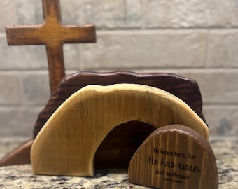 Handcrafted Wooden Easter Resurrection Scene: Empty Tomb Decor