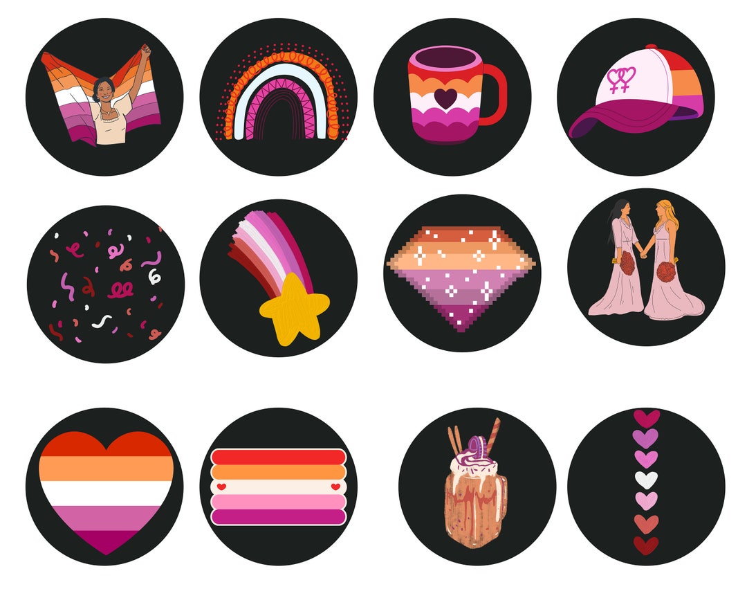 Lesbian Button Template White or Black Background Etsy