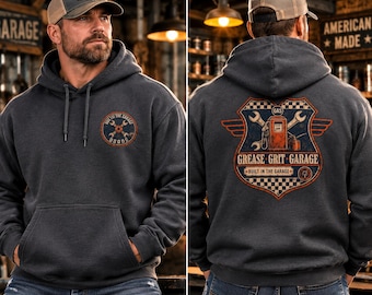 Mechaniker-Hoodie, Werkstatt-Pullover mit Fett- und Schmutzmotiv, Geschenk für ihn