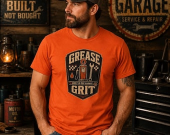 Mechaniker-T-Shirt, Fett- und Schmutz-Shirt, in der Garage gebaut, Geschenk für Autoliebhaber