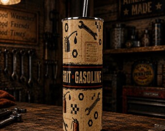 Mechanic Tumbler,Grease Grit Gasoline 20oz Cup with Straw, Automotive Gift