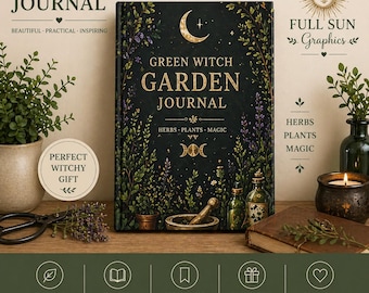 Diário de Jardim da Bruxa Verde (Capa Dura) | Caderno Mágico de Ervas e Plantas, Diário para Amantes de Plantas