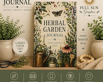 Diário de Jardim de Ervas (Capa Dura), Diário para Amantes de Plantas, Presente para Ela