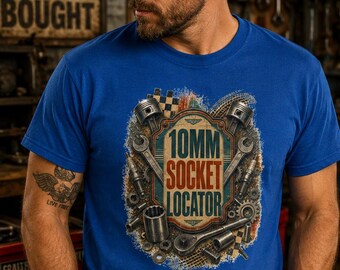 Lustiges Mechaniker-T-Shirt, 10-mm-Steckschlüssel-Symbol, Geschenk für Papa, Ehemann oder Autoliebhaber