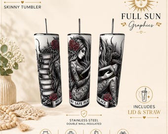 Gothic Book Reader Tumbler | Dark Romance Girl, Roses 20