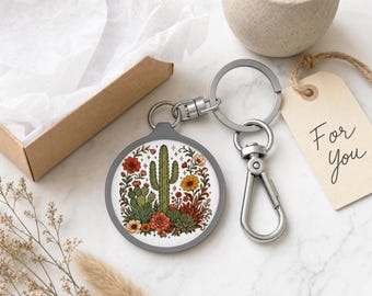 Portachiavi a forma di cactus in acrilico, stile boho, ideale come regalo per la migliore amica o come accessorio per borsa.