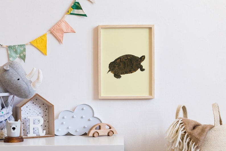 Turtle vintage digital print Classic animal Poster baby room image 4