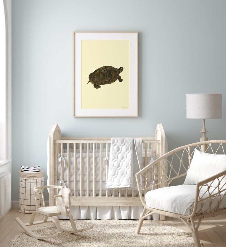 Turtle vintage digital print Classic animal Poster baby room image 2