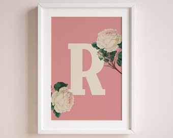 Letter R eco poster | R like roses | digital print | baby room decor