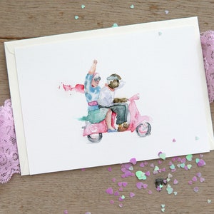 Divertenti biglietti d'amore ad acquerello per amici e familiari, biglietti d'amore per anziani, biglietti ad acquerello per San Valentino e anniversario