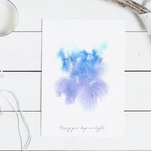 Ik hoop dat je dagen helderder zijn. afdrukbare aquarel condoleancekaart, aquarel aanmoediging download condoleancekaart