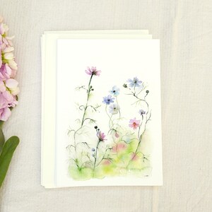Handmade encouraging garden flowers and butterflies card pack, Watercolor Card for BFF, Watercolor floral good vibes Cards, Unique card set