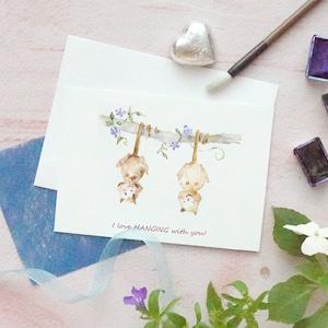 Cartões de amor feitos à mão, conjunto de cartões engraçados, cartão de dia dos namorados, cartão de aquarela, cartão BFF, cartão de aniversário, cartão de casal, conjunto de cartões de animais engraçados