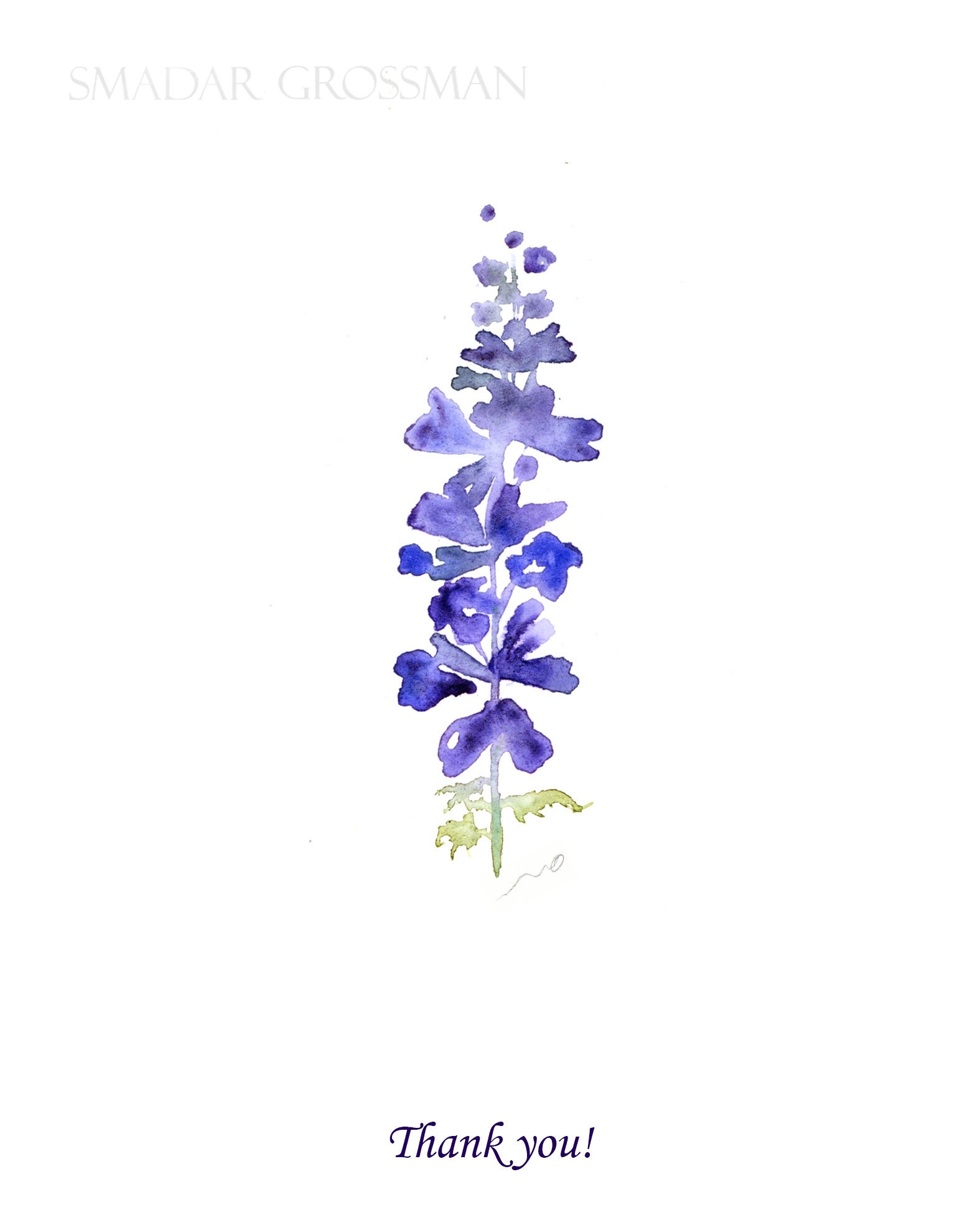 Watercolor Thank You Cards for Friends and Family, Blue Floral Card Set ...