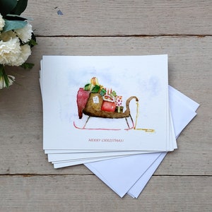 Kerstkaarten, aquarelkunstkaarten, pak kerstkaarten, wenskaarten voor de feestdagen, vrolijke kerstkaarten, blanco wenskaarten, kerstmis