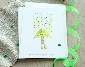 St Patrick&#39;s day Card, happy St Patrick&#39;s day Card Set, Shamrock postcards, Green Cards, Watercolor illustrated St. paddy&#39;s day Cards