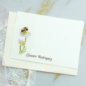 Papeterie personnalisée, cartes de correspondance faites main, cartes de correspondance florales orange aquarelles, ensemble de papeterie personnalisée. Marguerite.