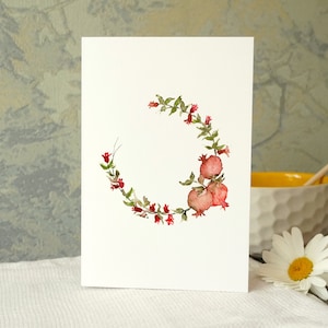 Shana Tova Aquarellkarte, personalisierte Grußkarte, jüdische Neujahrskarte, Granatapfel Aquarellkarte, jüdische Feiertagskarte,