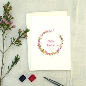 Cartões de Páscoa, Cartões de Natal, Cartão de Páscoa com guirlanda, Cartão de Celebração, Cartão de Aquarela, Conjunto de Cartões fofos, Cartão de felicitações floral, Cartão feito à mão