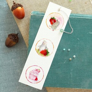 Handmade Bookmark, Watercolor illustrated whimsical animal bookmark, Personalized handmade gift, cute animal gift, Hedgehog lover gift