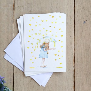 Cartão de sol espalhando aquarela, conjunto de cartões de incentivo feitos à mão para amigos, cartão de sol do dia dos namorados, cartão de aniversário, cartão de casal
