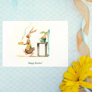 Carte de Pâques drôle imprimable, carte de voeux de lapin, carte de Joyeuses Pâques, carte de célébration, carte de téléchargement aquarelle, carte de vacances faite main
