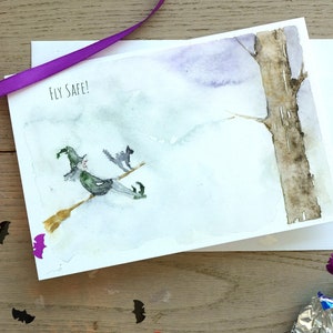 Cartes de voeux d'Halloween, Carte de saison, Jeu de cartes d'Halloween, Carte aquarelle, Carte de vœux, Papeterie d'Halloween, Carte drôle, Sorcière effrayante
