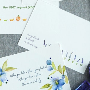 Bloemenkaartenset met quotes of nature, kaarten met aquarel geschilderde bloemen, inspirerende kaarten voor vrienden en familie, bedankkaarten