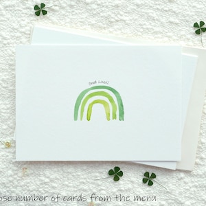 Biglietto di San Patrizio, set di biglietti di San Patrizio, biglietti di San Patrizio con arcobaleno verde acquerello, cartoline di buona fortuna con acquerello