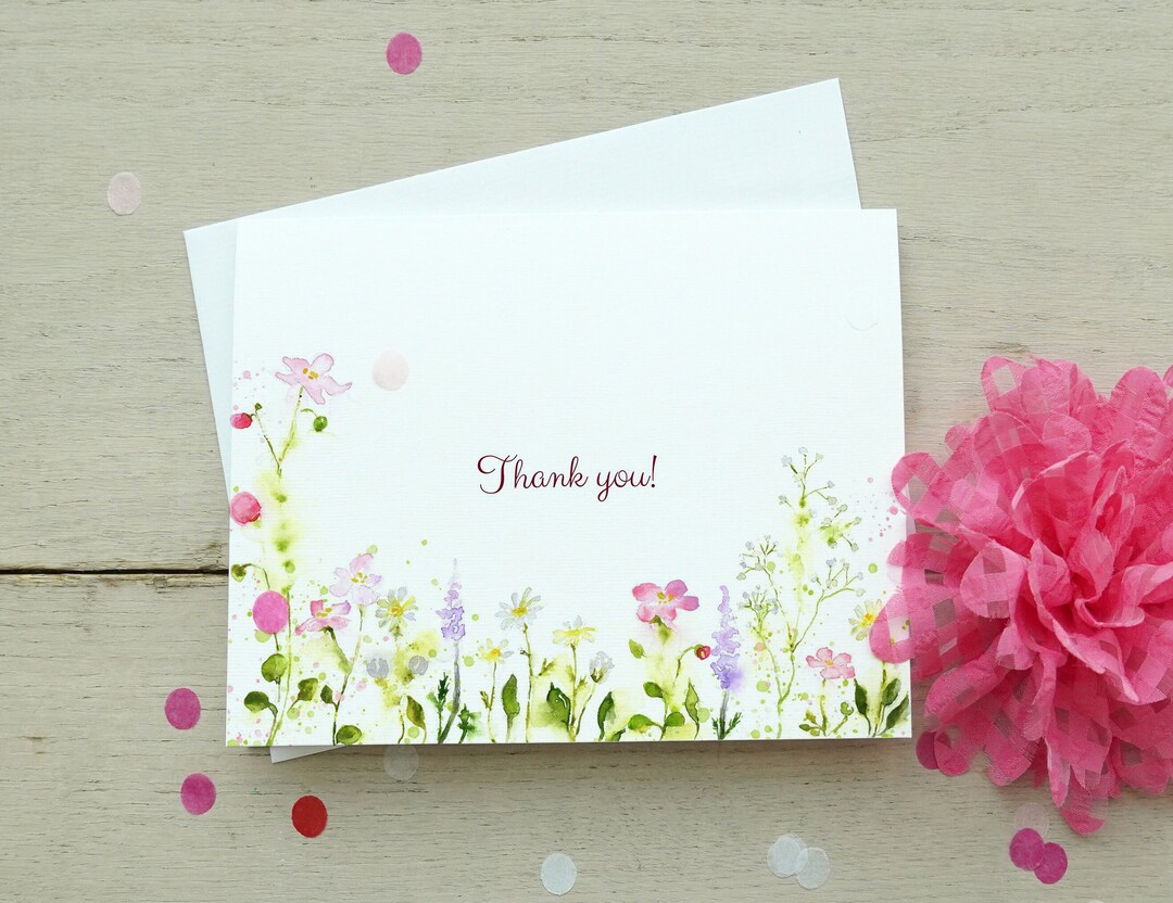 Watercolor Thank You Cards for Friends and Family, Watercolor Floral ...