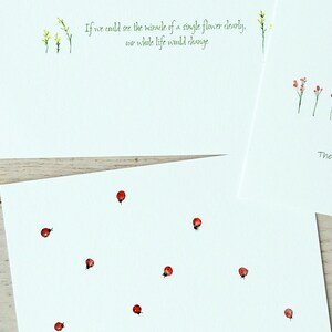 quotes of nature bloemenkaartenset, kaarten met aquarel geschilderde bloemen, inspirerende kaarten voor vrienden en familie, bedankkaarten