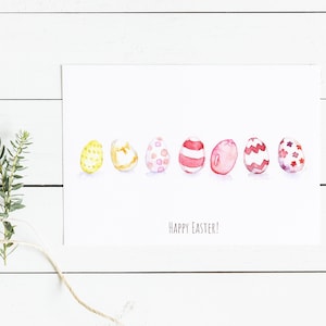 Cartão de Páscoa para impressão, Cartão de saudação de ovo, Cartão de feliz Páscoa, Cartão de celebração, Cartão de download de aquarela, Cartão de feriado feito à mão