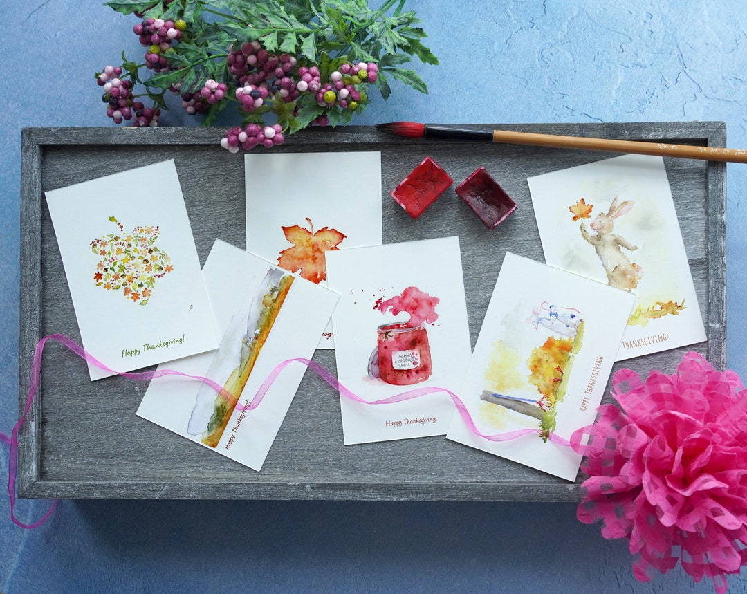 Thanksgiving Card Pack, Fall Watercolor Cards, Holiday Card Set ...