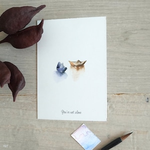 Handgemacht, Sie sind nicht allein, Beileid, Entschuldigung für den Verlust, Aquarell Karte, Beileid Karte, Entschuldigung für den Verlust,