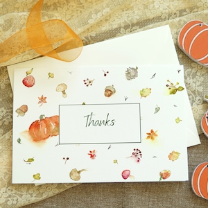 Ensemble de cartes de voeux pour Thanksgiving, cartes de feuilles rouges aquarelles, carte postale de vacances d'automne, joyeux Thanksgiving d'automne, cartes de paysage d'automne