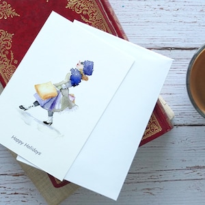 Biglietti di auguri di buone feste fatti a mano, biglietti di Natale personalizzati con acquerelli, confezione di biglietti di Capodanno, biglietti di auguri di Buon Natale,
