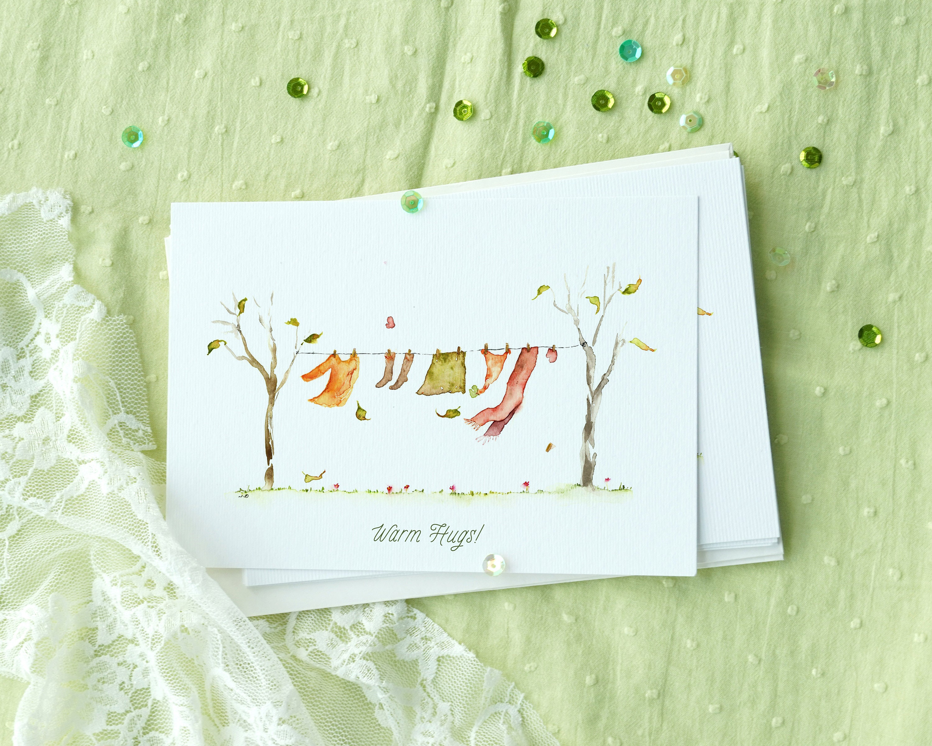 Thanksgiving Greeting Card Set, Watercolor Red Leaves Cards, Fall ...