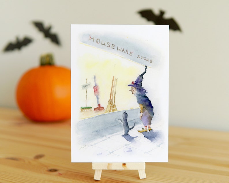 Funny Halloween Greeting Cards, Handmade Halloween Card Set, Seasonal Card, Watercolor Card, Holiday Card, Halloween card pack, Spooky Witch image 4