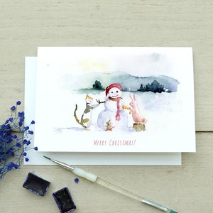 Pacote de cartões de Natal, cartões de Natal feitos à mão, cartões de felicitações de feriados em aquarela, cartões de Feliz Natal, cartões de felicitações de Natal engraçados,