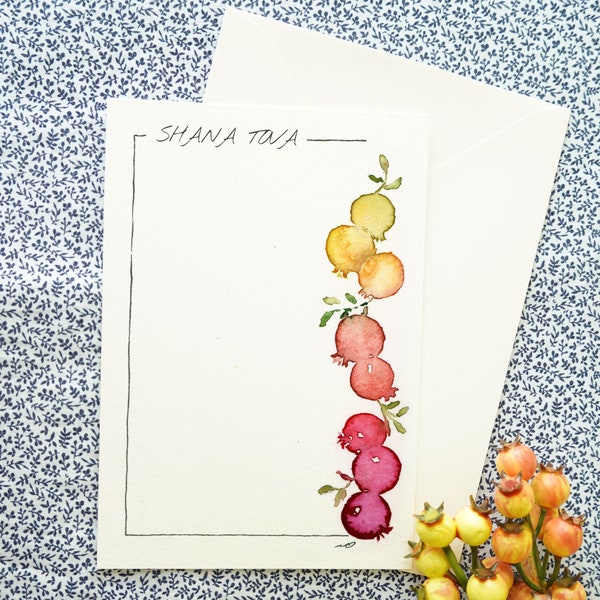 Shana Tova watercolor Card, Personalized Greeting Card , Jewish New year Card,  Pomegranate watercolor card, Jewish holiday card,