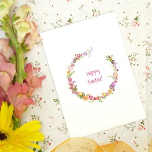 Cartão de Páscoa para impressão, cartão de felicitações florais, cartão de feliz Páscoa, cartão de celebração, cartão de download de aquarela, cartão de férias feito à mão
