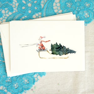 Handmade Christmas Cards, Watercolor painted Cards, Pack of Christmas Cards, Holiday Greeting Cards, Funny Xmas watercolor greeting Cards
