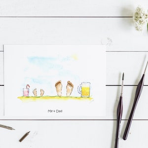 Cartão para imprimir para o dia dos pais, Cartão engraçado para o pai, Cartão feito à mão para o dia dos pais, Cartão para download em aquarela, Cartão fofo para papai e eu,