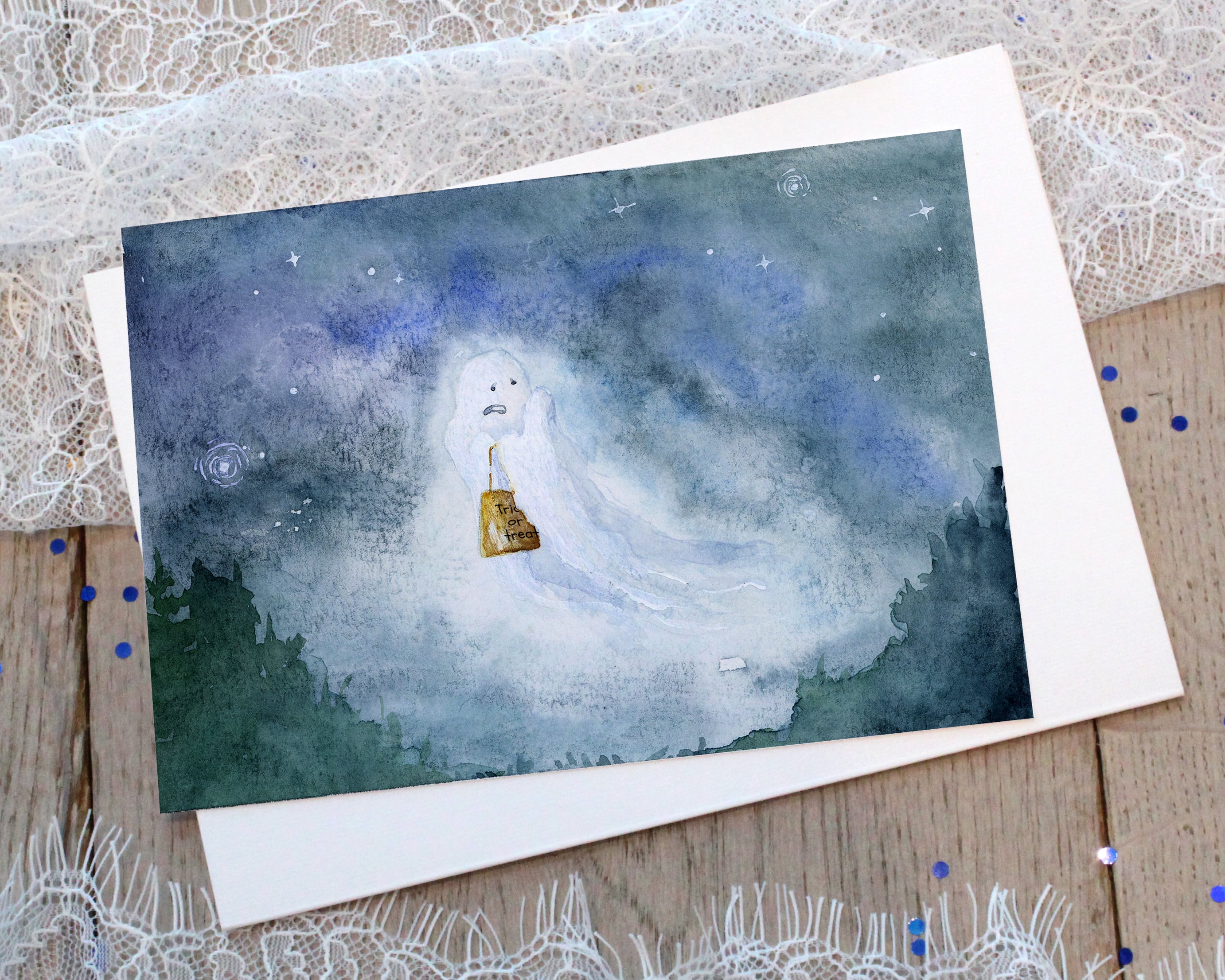 Funny Halloween Watercolor Card Set, Fall Holiday Card, Handmade ...