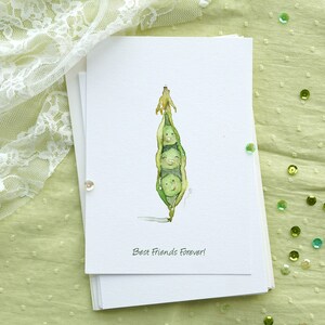 Aquarell-Karte für den besten Freund, Grußkarten-Pack, süße handgemachte Wertschätzungskarten, Liebeskarte, Karte für den Freund, Essenskarte, Erbsen in der Schote