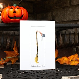 Tarjetas de felicitación de Halloween para imprimir, tarjetas de temporada, tarjetas de Halloween con acuarela, papelería de Halloween, tarjetas divertidas, bruja espeluznante descargable