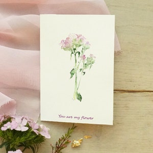 Aquarell Liebeskarten für Freunde und Familie, Pink Flower Card Set, Valentinstag und Jubiläumskarte, Floral Aquarell Anerkennungskarte