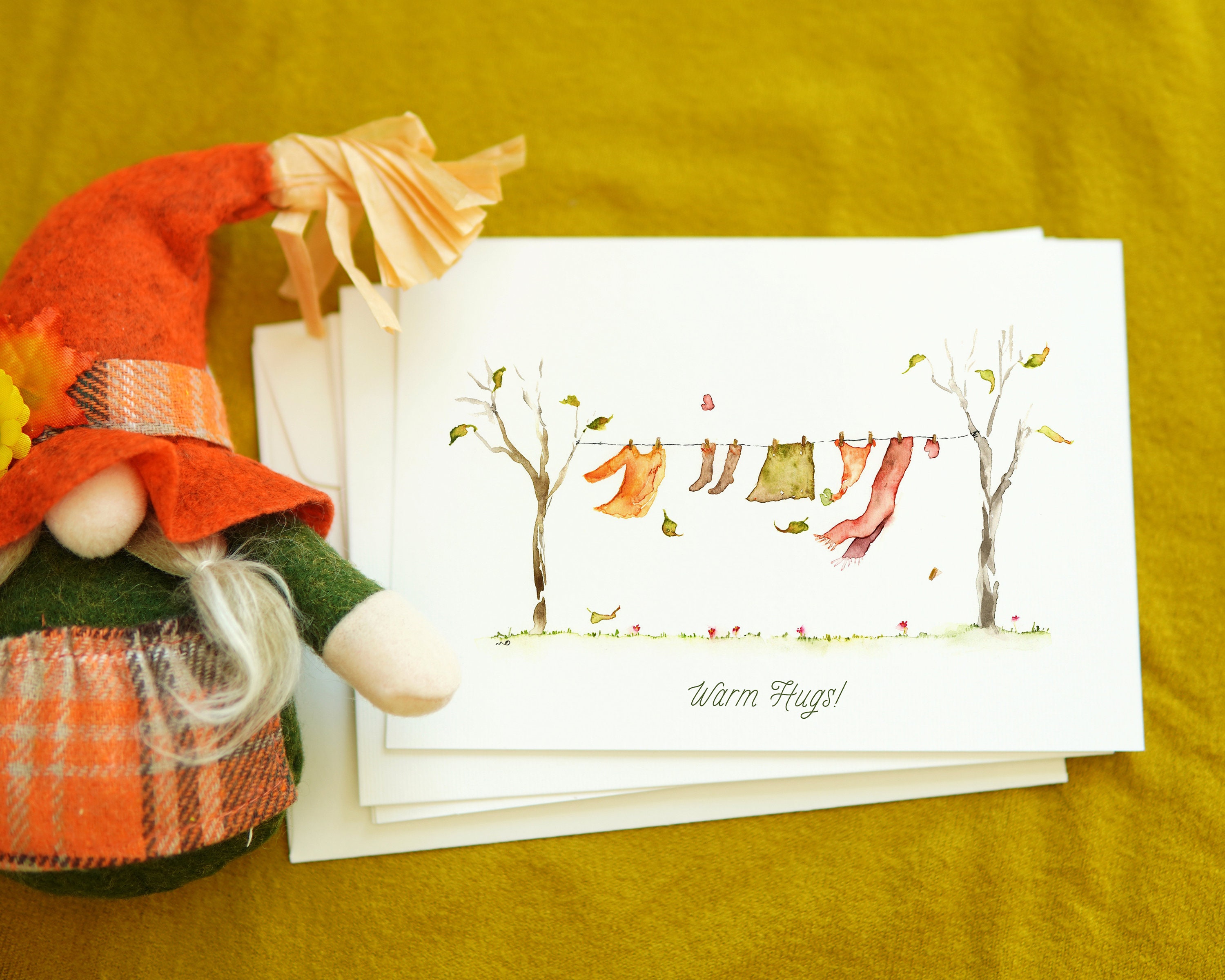Thanksgiving Greeting Card Set, Watercolor Red Leaves Cards, Fall ...